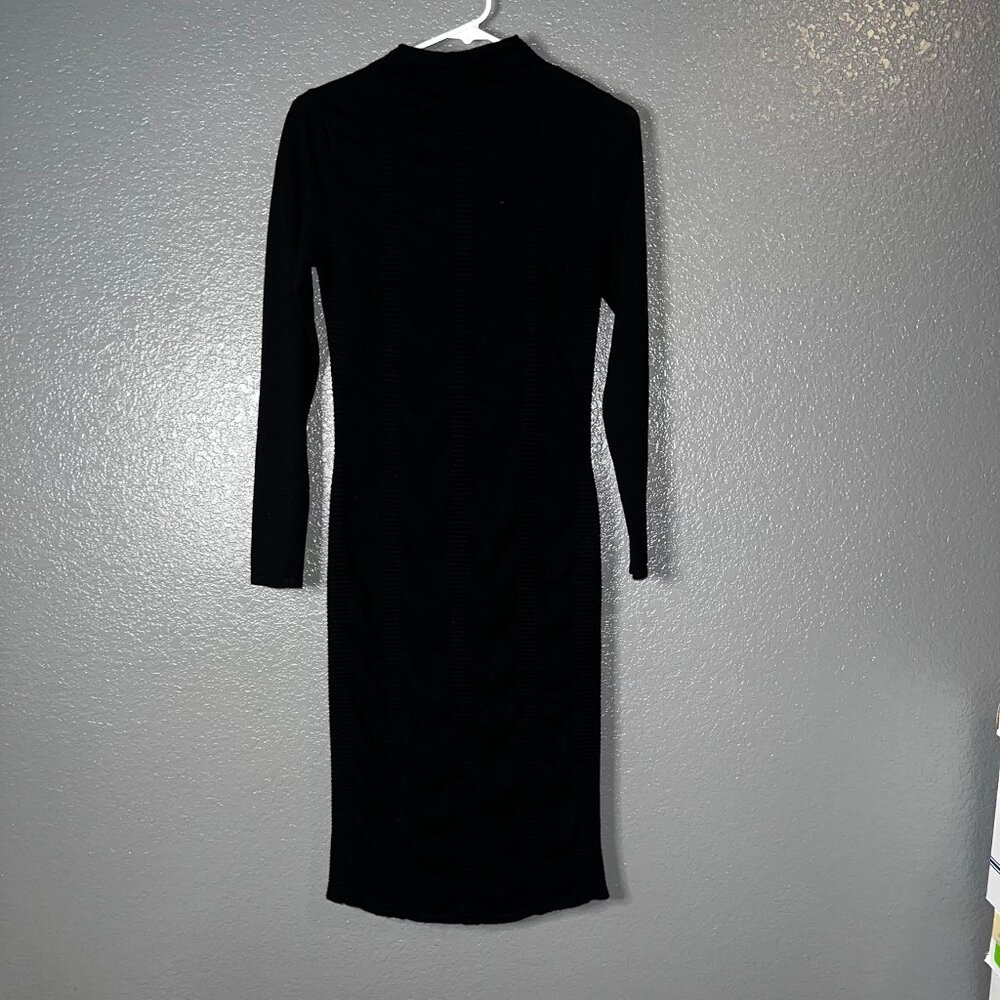 Love Always Black Knit Long Sleeve Bodycon Midi Dress - Size Large